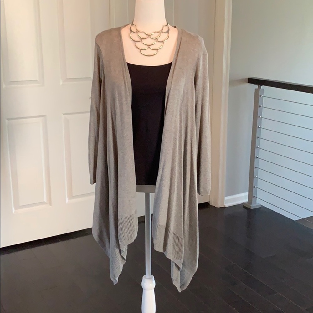 DKNY Jeans Gray hi-low open cardigan sweater - Picture 3 of 7